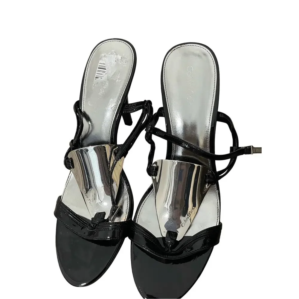Calvin Klein Open Toe Strappy Rebel Heels SZ 8.5 Business Event Cocktail Elegant